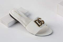 DOLCE & GABBANA SLIDE SANDALS - WHITE