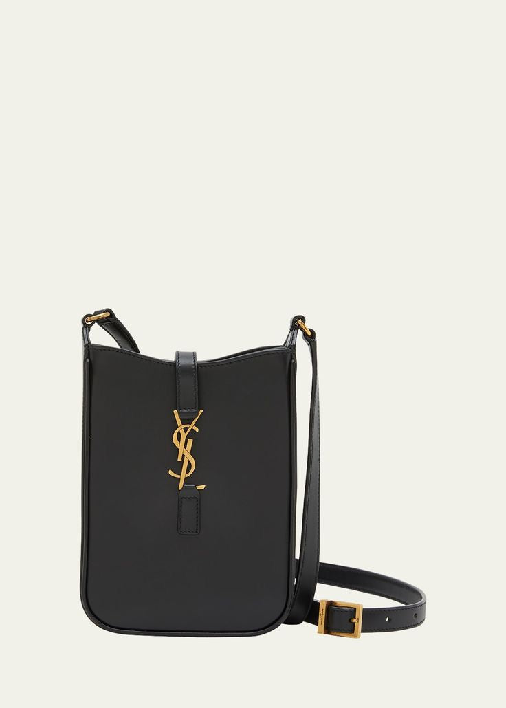 YSl SAINT LAURENT Le 5 A 7 Mini YSL Vertical Bucket Bag in Smooth Leather-black