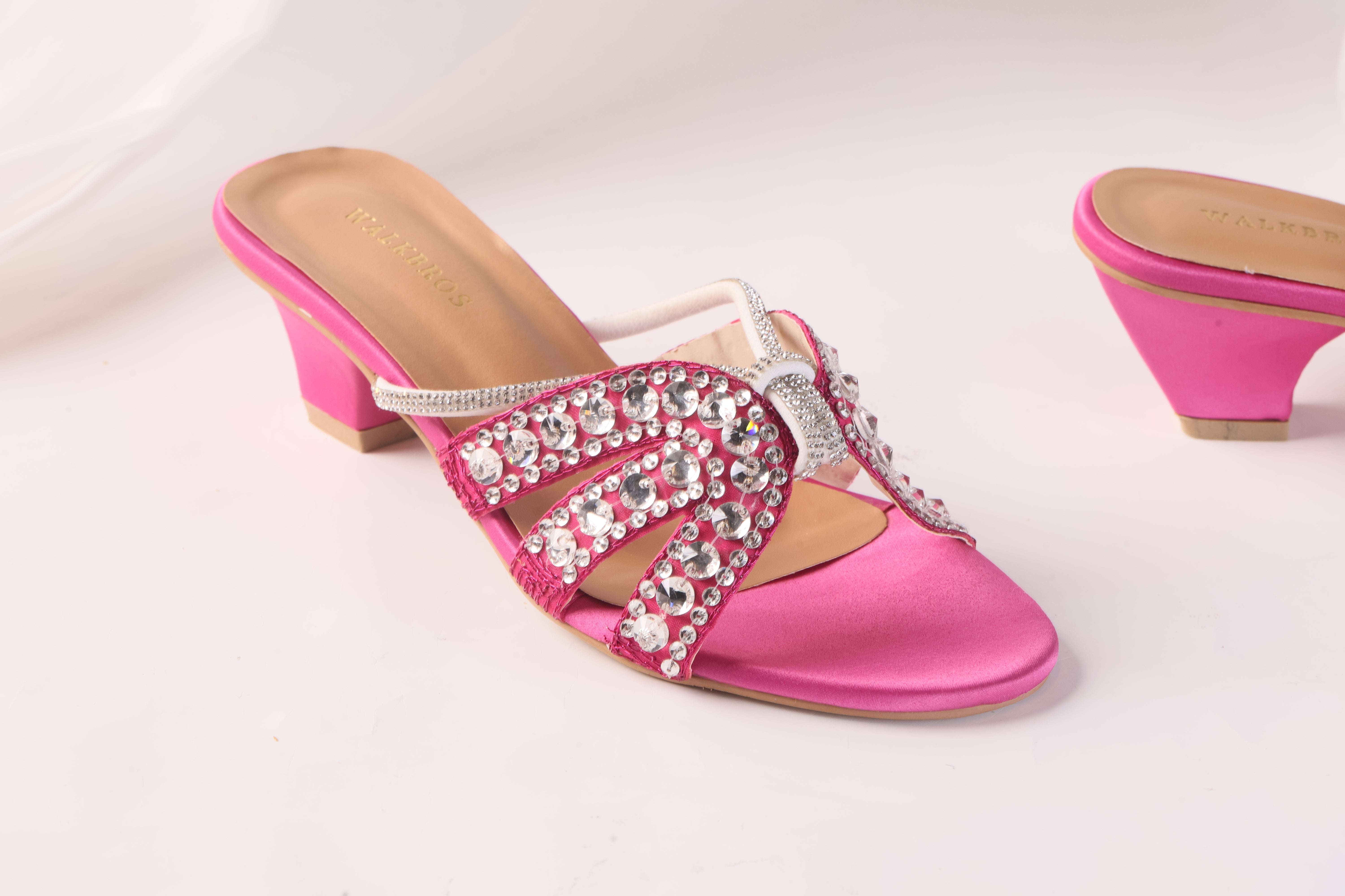 WALK BROS EMBROIDERED RHINESTONE HEEL - PINK