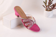 WALK BROS EMBROIDERED RHINESTONE HEEL - PINK