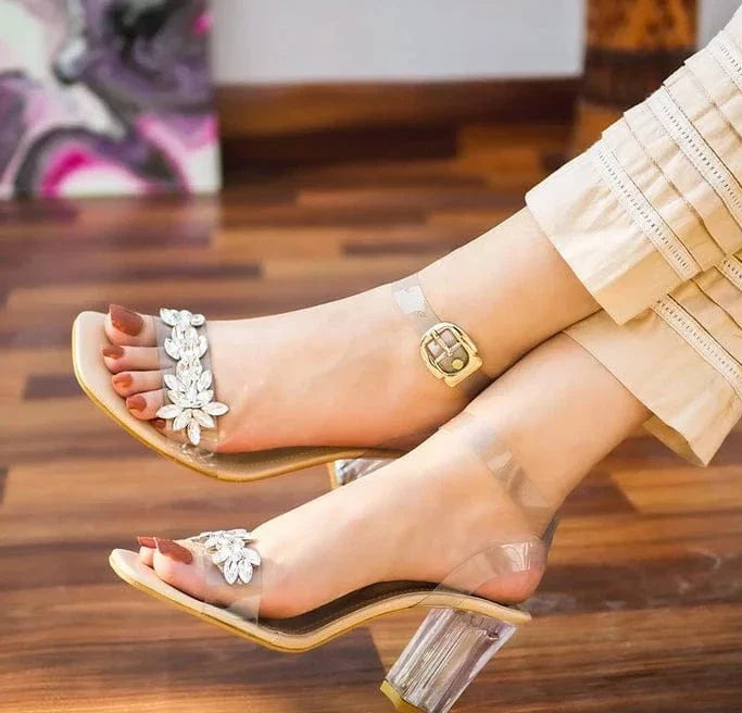 WALK BROS TRANSPARENT BROACH HEELS - BEIGE