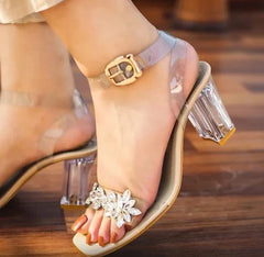 WALK BROS TRANSPARENT BROACH HEELS - BEIGE