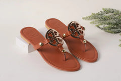 TB MILLER LOGO SANDALS - BROWN