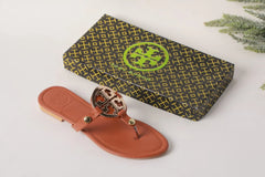 TB MILLER LOGO SANDALS - BROWN