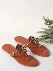 TB MILLER LOGO SANDALS - BROWN