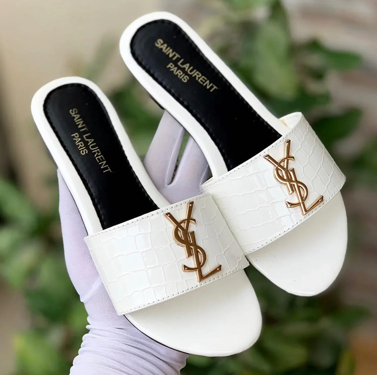 COMBO DEAL - YSL CROSS BODY BAG & YSL SLIDES - WHITE