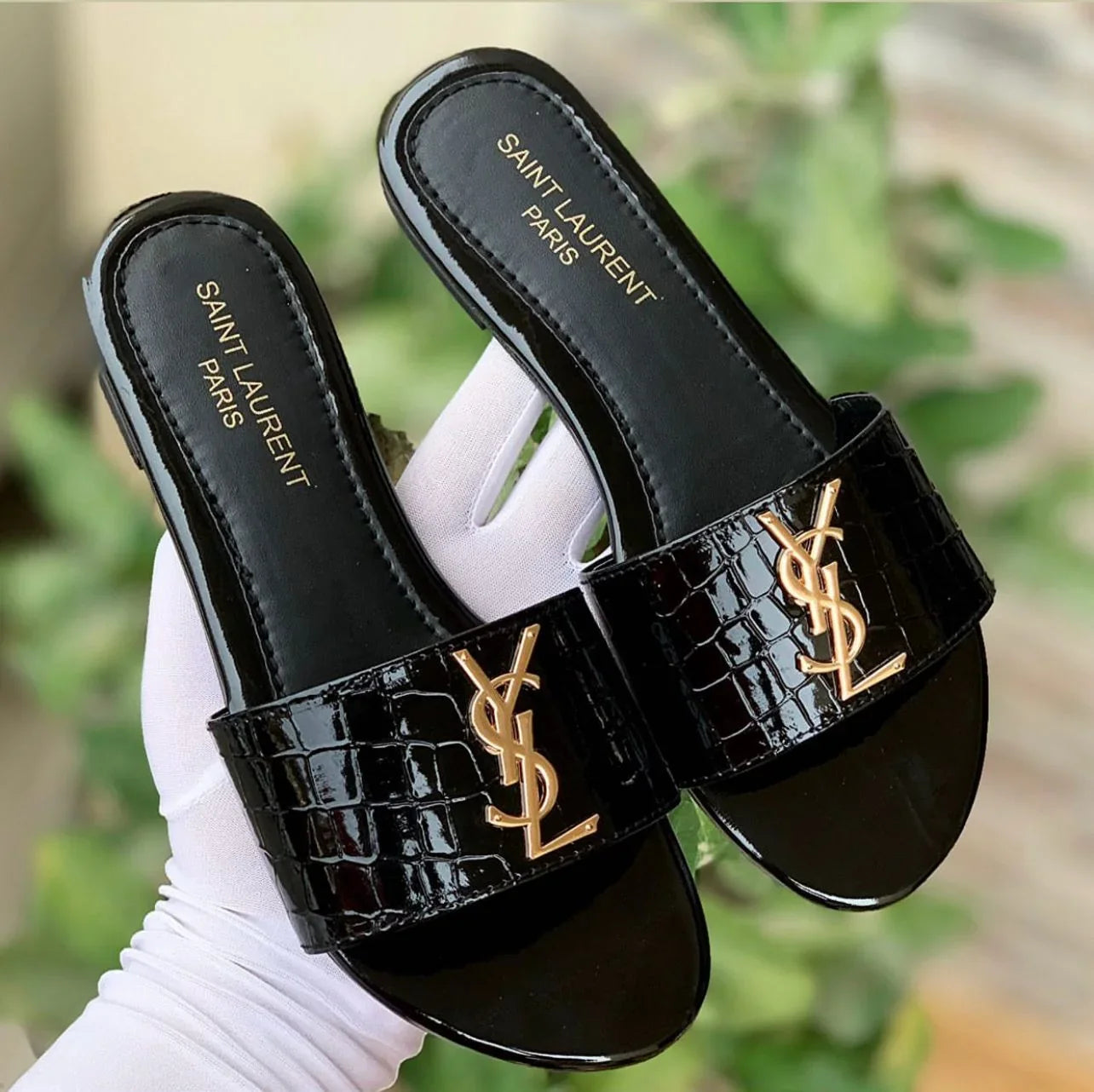 COMBO DEAL - YSL CROSS BODY BAG & YSL SLIDES - BLACK