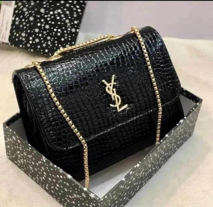 COMBO DEAL - YSL CROSS BODY BAG & YSL SLIDES - BLACK