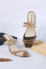 WALK BROS CRYSTAL FLOWER HEELS (Golden)