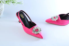 EMBELLISHED KITTEN HEELS - PINK