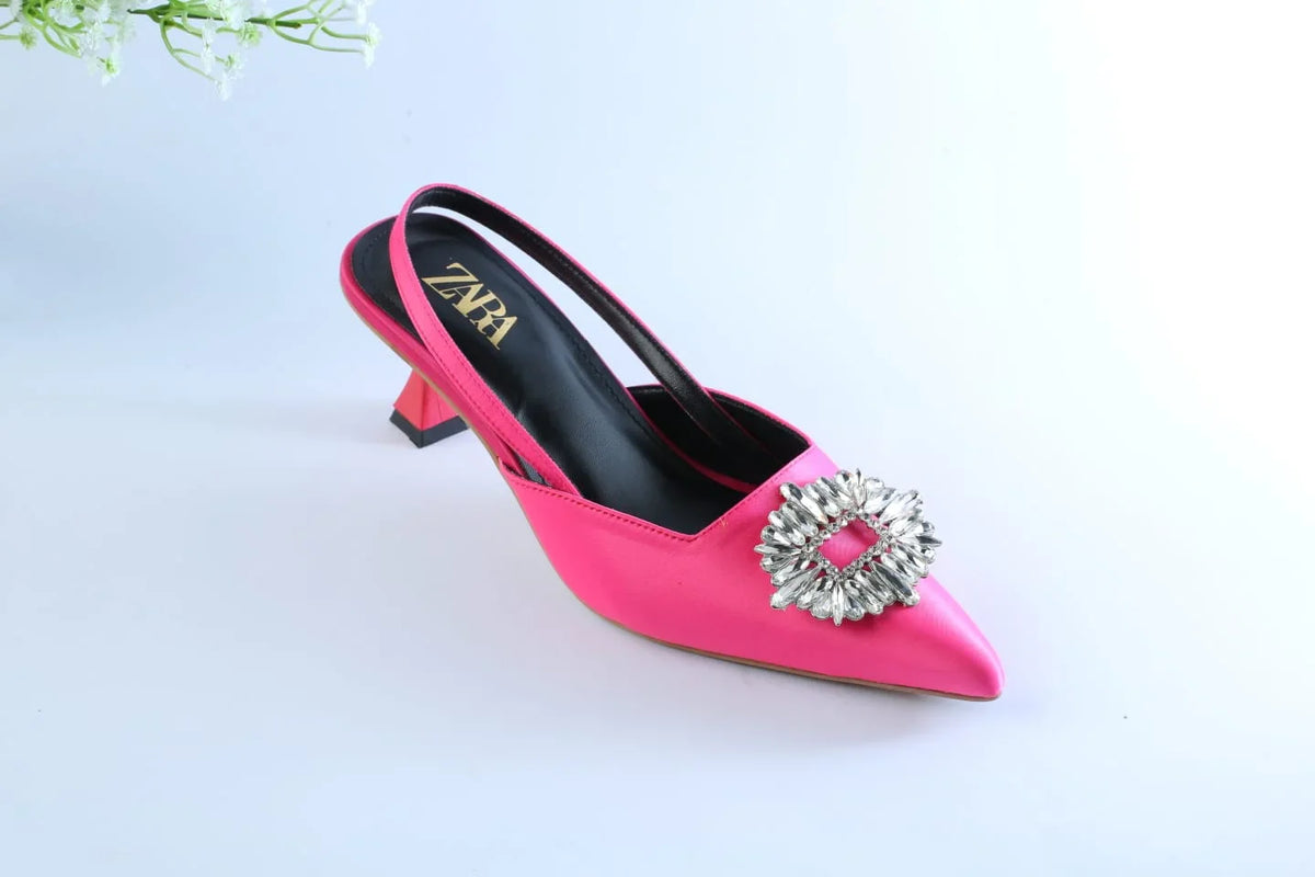 EMBELLISHED KITTEN HEELS - PINK