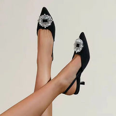 EMBELLISHED KITTEN HEELS - BLACK