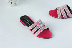 WALKBROS EMBROIDERED PEARLS FLATS - PINK