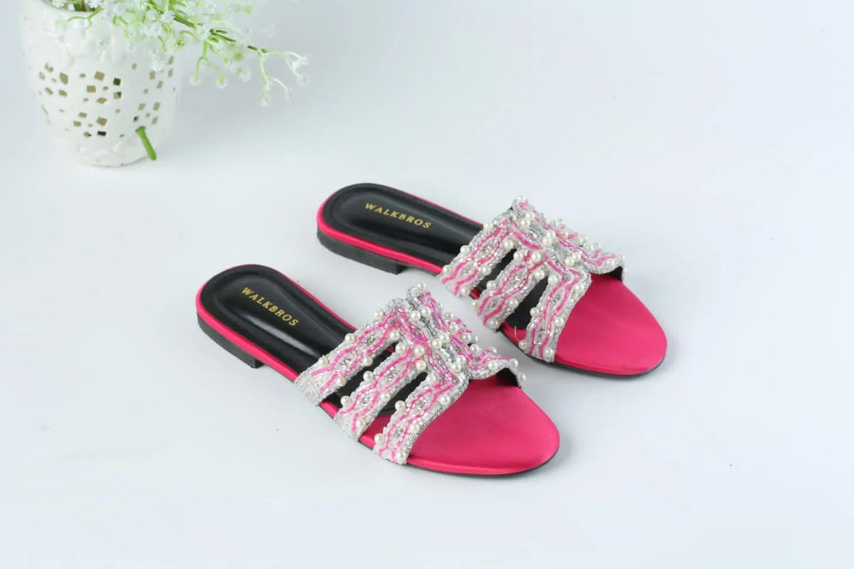 WALKBROS EMBROIDERED PEARLS FLATS - PINK