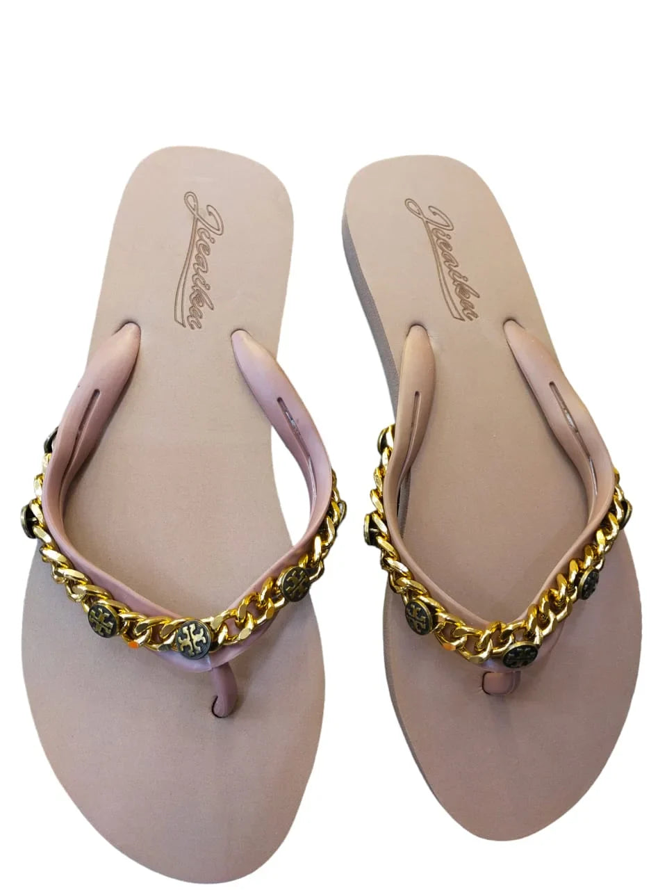 CHAIN EMBELLISHED FLIP FLOPS