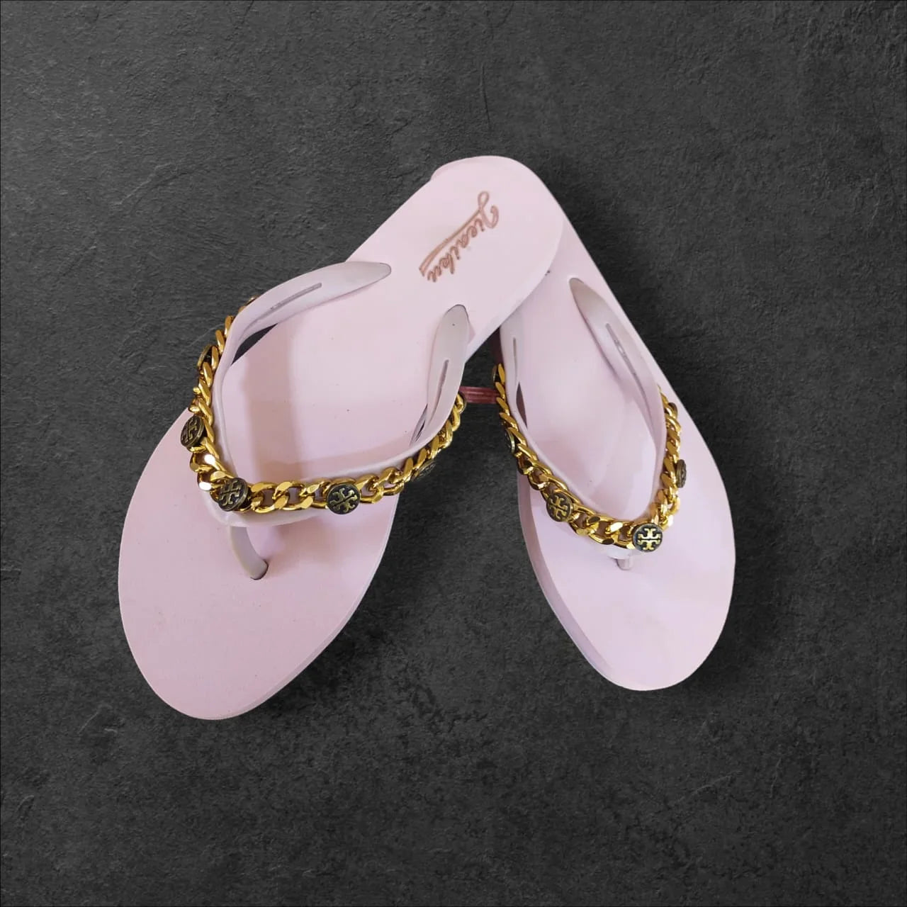 CHAIN EMBELLISHED FLIP FLOPS