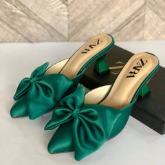 WOMEN'S POINTED KITTEN HEELS - GREEN