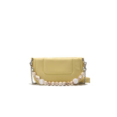 Stone Beaded Handle Cross Version Bag - Yellow