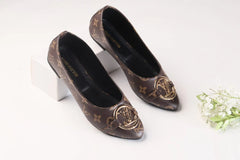 LV MONOGRAM FLAT PUMPS - BROWN ALPHA