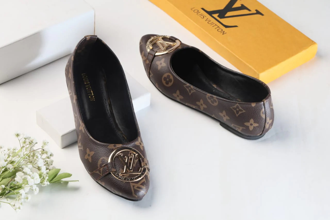 LV MONOGRAM FLAT PUMPS - BROWN ALPHA