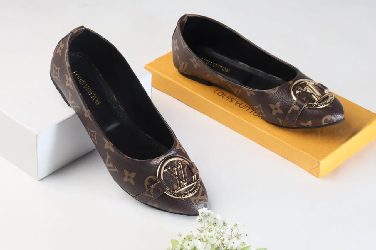 LV MONOGRAM FLAT PUMPS - BROWN ALPHA