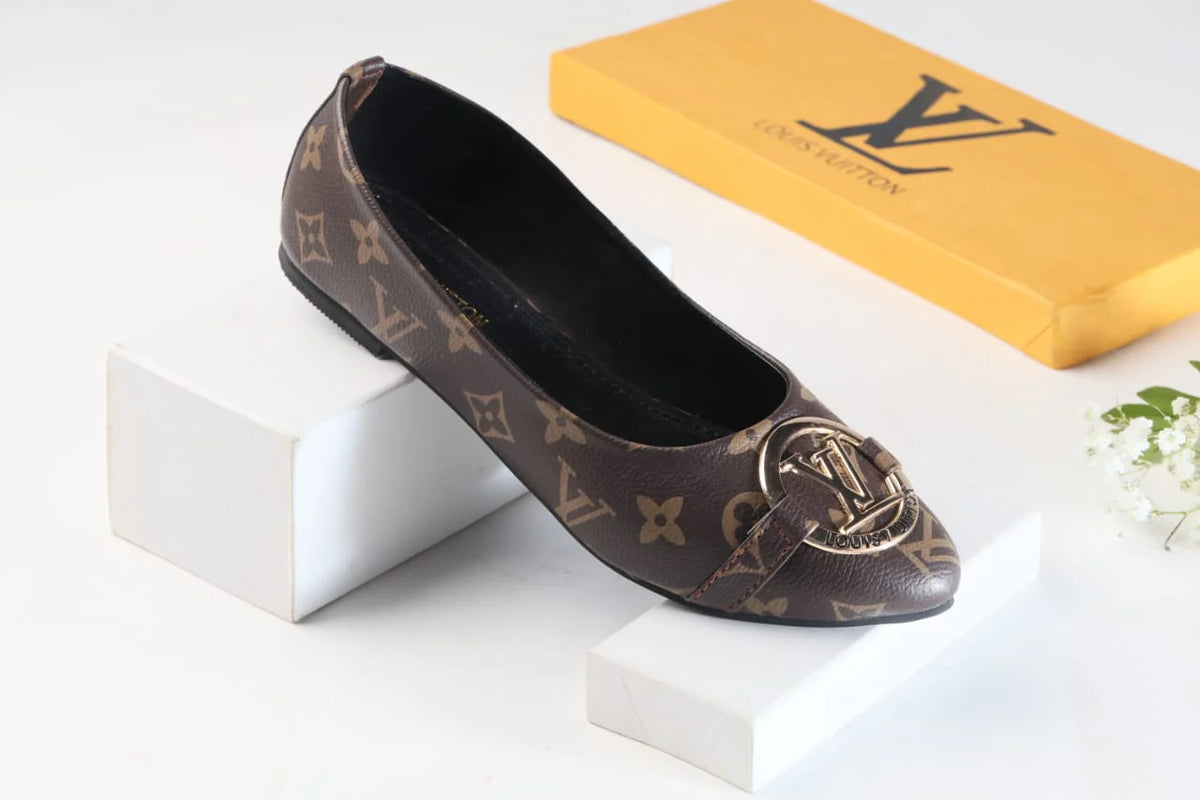 LV MONOGRAM FLAT PUMPS - BROWN ALPHA