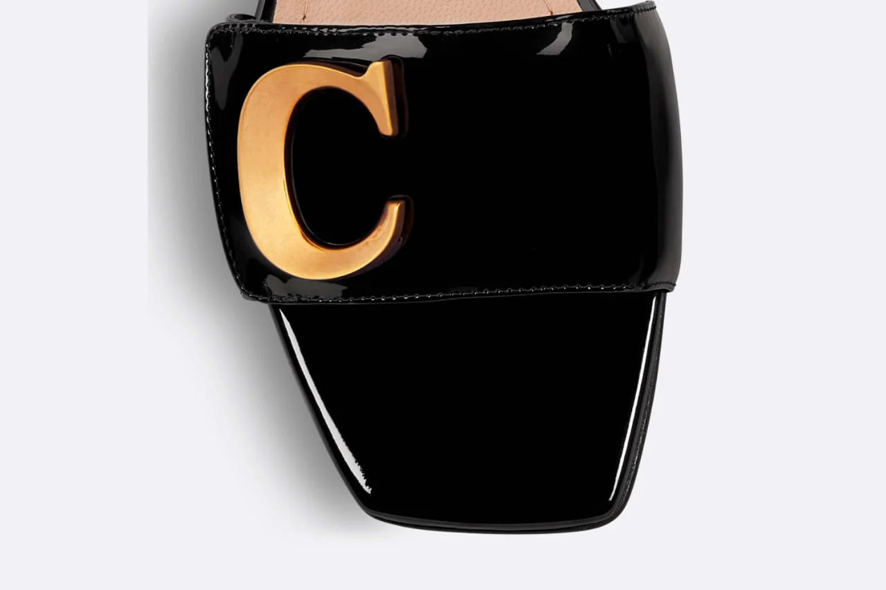 CHRISTIAN DIOR METAL LOGO CD SLIDES - BLACK