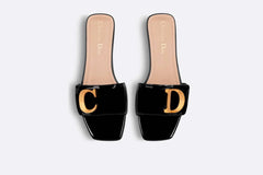 CHRISTIAN DIOR METAL LOGO CD SLIDES - BLACK